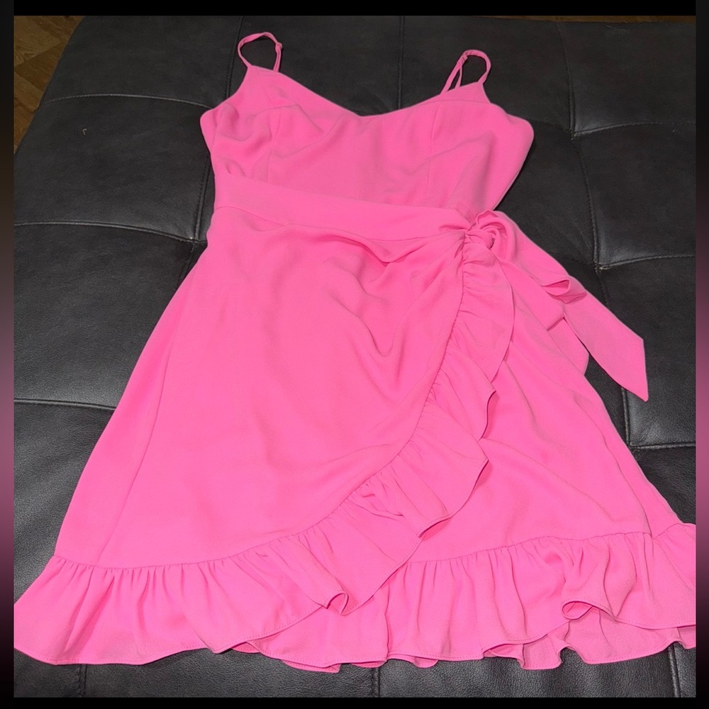 Lilly Pulitzer Alisa Wrap Dress Prosecco Pink Ruffle Detail Size 6